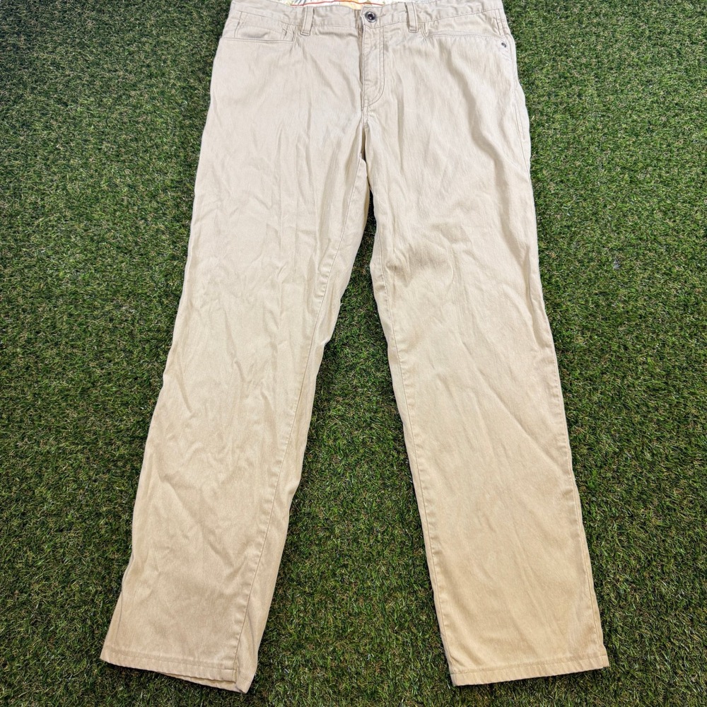 Tommy Bahama Boracay Khaki Tan Tencel Blend Straight Leg Pants Mens 35x34